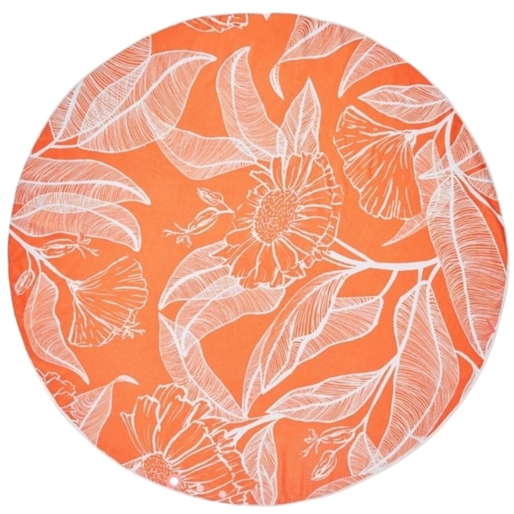 Summer & Rose Orange Tropical Leaf Roundie‎ Beach Towel 57 Inch FabFitFun New